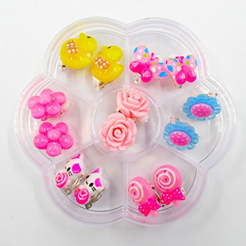 image for 7 Pair Pretend Clip-on Earrings with Pendants for Girls and 3 Pair Hai