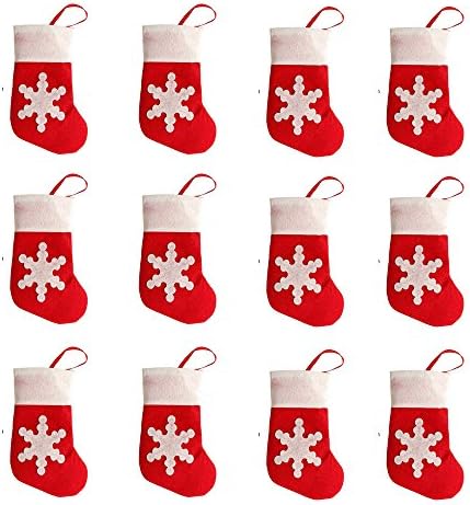Qucei 12 Pack Christmas Socks Gift Candy Tableware pouch Bags, Christmas Gift ornaments for kids,girls.