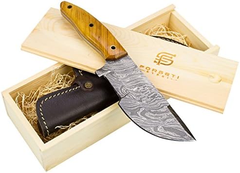 Forseti Steel Stonewall Handmade Damascus Steel Hunting Knife with Modified Bowie Shape
