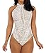 Womens Sexy Boho Lace Halter Sleeveless Bodysuit Tops Small Off-White