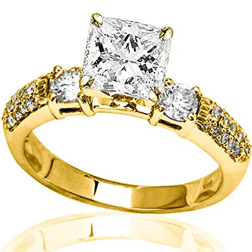 Houston Diamond District 0.33 Carat Princess Cut Diamond Engagement Ring - Twisting Split Shank Design (J-K/I2)