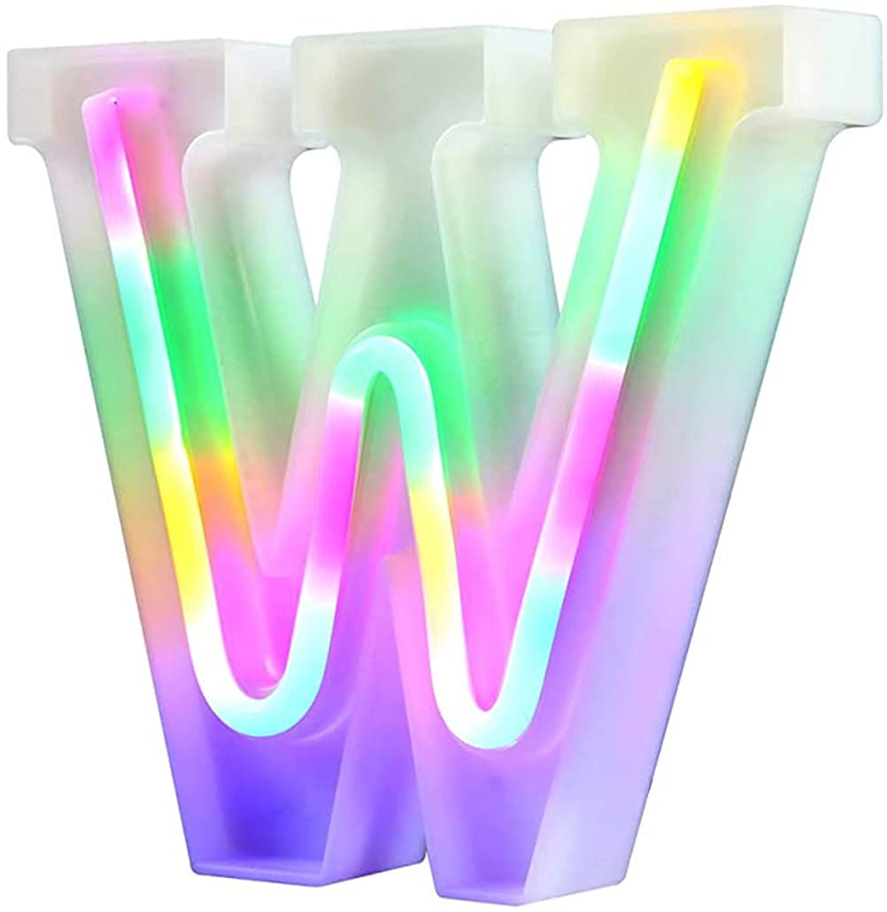 Nordstylee LED Light Up Letters Night Lights for Wall Birthday Party Christmas Wedding Decoration Colorful Letters (W) — image 1
