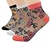 Lovful 3 Pack Women Transparent Ankle High Socks, Rose, One Size