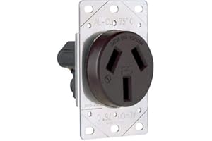 Legrand Pass & Seymour 385 50 Amp 125/250V 3 Pole 3 Wire Range Power Outlet Flush Receptacle, NEMA 10 50R, Black (1 Count)