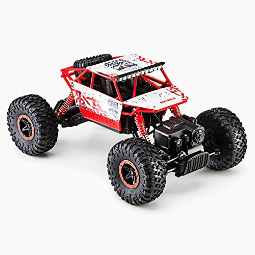 Remote Radio Control 4WD Off-Road Monster Crawler, Rock & Pebble Climber, with 2.4Ghz, Electric Fast Racing Hobby Car by Toydaloo (Red)