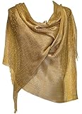 Womens Wedding Evening Wrap Shawl Fringe Prom Weddings Party Evening Scarfs for Women (Gold)