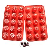 Flower Soap Molds Candy Molds Silicone Molds Chocolate Molds Jello Molds Biscuit Cake Baking Mold Ice cube Tray Muffin Pan, 15 Cavity set of 2 pack