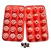 Silicone Molds Candy Molds Flower Soap Mold Chocolate Molds Jello Molds Biscuit Cake Baking Mold Ice cube Tray Muffin Pan, 15 Cavity set of 2 pack (Red)