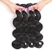 VRBest Unprocessed Brazilian Curly Virgin Hair 3 Bundles Brazilian Curly Weave Human Hair Extensions Natural Color 1B (141618)