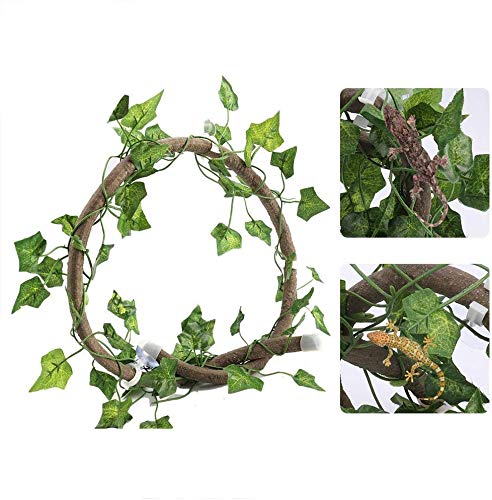 Reptile vines, artificial climbing plants for lizards gecko decor with suction cups 3.28ft rattan ivy leaves for reptile terrariums