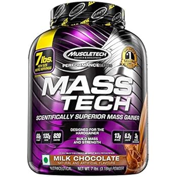 MuscleTech Mass Tech Mass Gainer Protein Powder, Build Muscle Size & Strength with High-Density Clean Calories, Milk Chocolate, 7lbs (3.2kg)