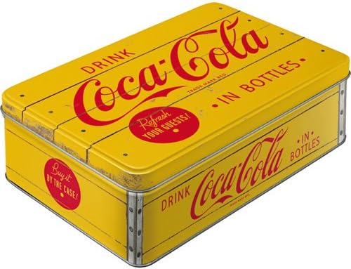 Nostalgic-Art - Coca-Cola Logo Yellow - Bote de Almacenamiento Plana