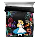 Disney Alice in Wonderland Dark Forest Full/Queen Reversible Comforter, Black/Pink/Purple