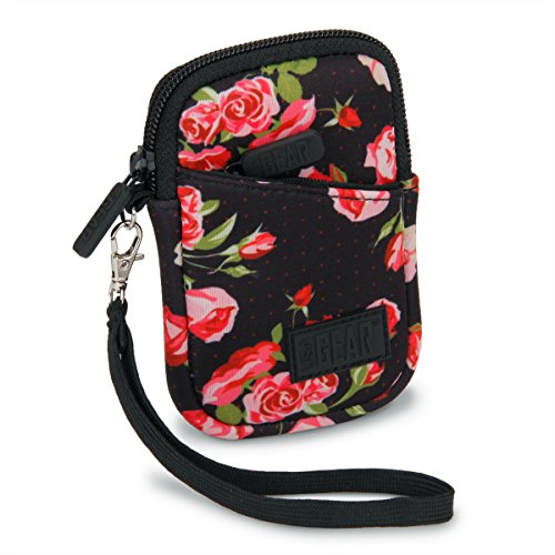 USA Gear Compact Camera Case Bag for Canon PowerShot SX720 HS, SX620 HS, ELPH 190 IS/170 IS, Nikon Coolpix S33, AW130 & More - Battery & Memory Storage, Scratch & Weather Resistant - Floral