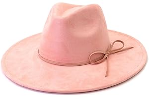 Wotfim Fedora Hats for Women Man with Big Wide Brim Classic Suede Panama Hat Western Outdoor hat