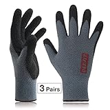 Fleece Winter Work Gloves NR450, Comfort Warm Power Grip, Durable Water Based Nitrile, Stretchy Fit Spandex, Machine Washable Prime Grey, Large 3 Pairs Pack