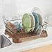 mDesign Alloy Steel Sink Dish Drying Rack Holder w/Plastic Swivel Spout Drainboard Tray - Dish Rack/Dish Drainer Storage Organizer for Kitchen Counter - Holds Cups - Concerto Collection - Amber/Bronze