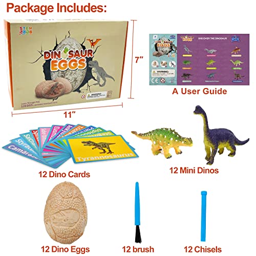 iGeekid 12 Pack Jumbo Dinosaur Eggs with Dinosaur Figure Toy, Dino Egg