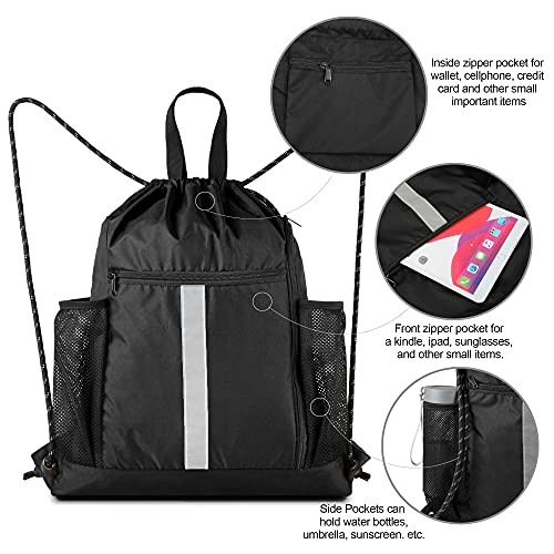 drawstring backpack with water bottle holder