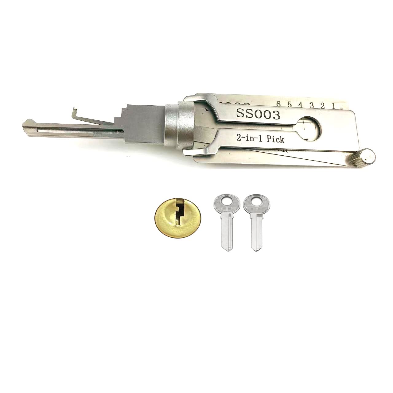 2-in-1 Locksmith Tool for Padlock Civil Lock,Read and Pick Tool Euro Cylinder Lock Picking Set for Beginners (SS003)