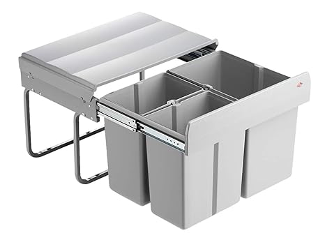 Einbau Abfallsammler Trio Shorty 15 L + 2 x 7,5 L grau