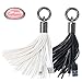 1 one enjoy Lightning to USB Keychain Charger Leather Tassel with 7-Inch 2.4 Amp Lightning Charge Sync Cable for iPhone, iPad (Black White)