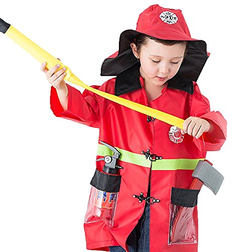 iPlay, iLearn Fire Chief Role Play Costume Set, Halloween Costume(3-6 Years)