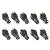 Electop 10 Pack 2.1 x5.5mm DC Power Female Plug Jack Adapter Connector for LED Strip Light