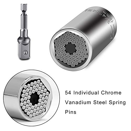 HELAKLS Universal Socket Ratchet Wrench Set 1/4"-3/4"(7mm-19mm) Multi-Function Sockets For Power Drill Adapter Best Hand Tool Gifts For Men Dad DIY