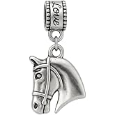 Horse Head Charm Bead &ndash; Equestrian Jewelry for Riders &amp; Horse Lovers &ndash; Compatible with Pandora, Chamilia, Troll &amp; European Bracelets &ndash; Gift for Equestrians &amp; Barn Friends