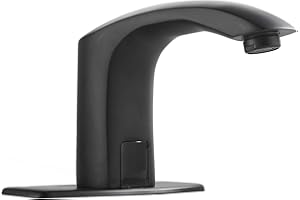 YCCUZA Automatic Bathroom Faucet Black Touchless Solid Brass Motion Activated Bath Tub Lavatory Basin Sink Vanity Aerator One Hole Brass Mixer Tap Touch-Free