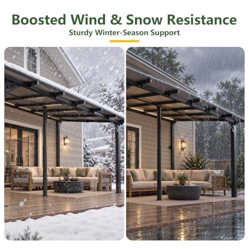Aoxun 14x10 Lean-to Gazebo with Telescopic Posts, Black Aluminum Pergola for Patio and Backyard image 13