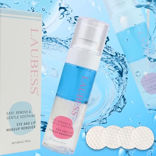 Lash Glue Remover for Cluster Lashes LAUBESS Eyelash Glue Remover 80ml DIY Lash Extension Remover Fast Cluster Lash Remover with Cotton Pad 20pcs