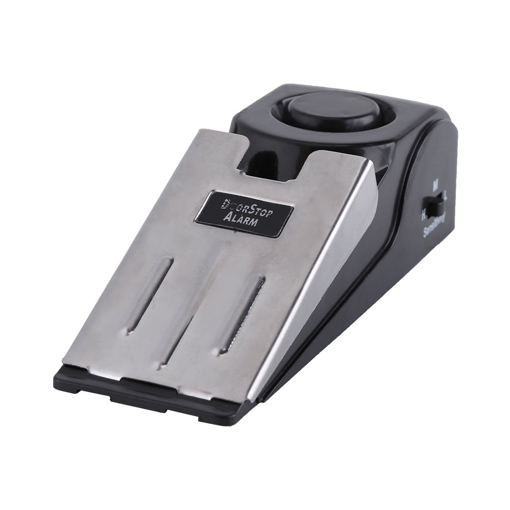 Door Stopper Alarm,Akozon Portable Security Home Wedge Shaped Door Stop Block Alarm Blocking Stopper 100 dB