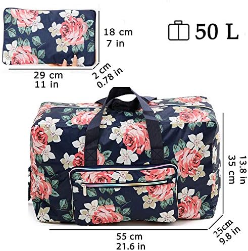 Foldable Travel Duffle Bag for Women Girls Large Cute Floral Weekender Overnight Carry On Bag for Kids Checked Luggage Bag (A-Pink Rose) 4 Foldable Travel Duffle Bag for Women Girls Large Cute Floral Weekender Overnight Carry On Bag for Kids Checked Luggage Bag (A-Pink Rose)