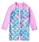 uideazone Infant Toddler Baby Girls Colorful Fish Scale Mermaid One-Piece Swimwear Swimsuit Bathing Suit for 12-18 Months Pink