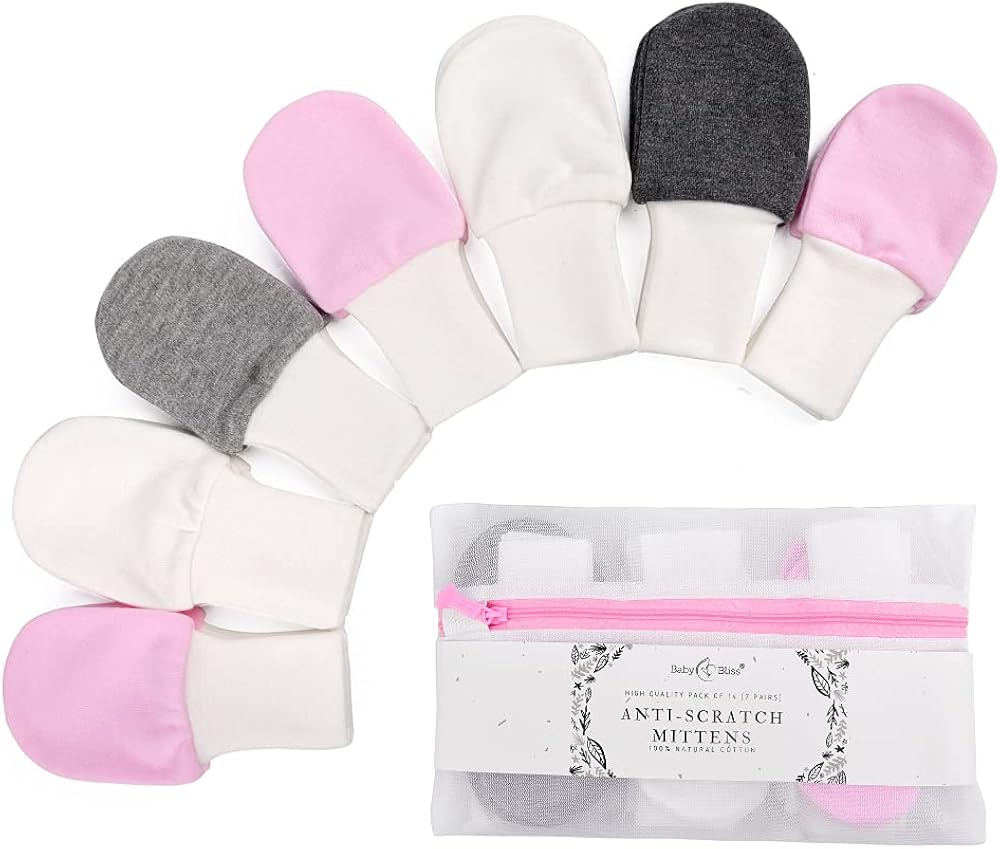 BabyBliss 7 Pairs Anti-Scratch Baby Mittens - Premie Gloves for Girls: Clothing