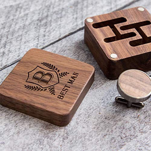 Engrave 'Best Man' Square Box & Gunmetal Cufflinks - Wedding Cuff links Party Favor