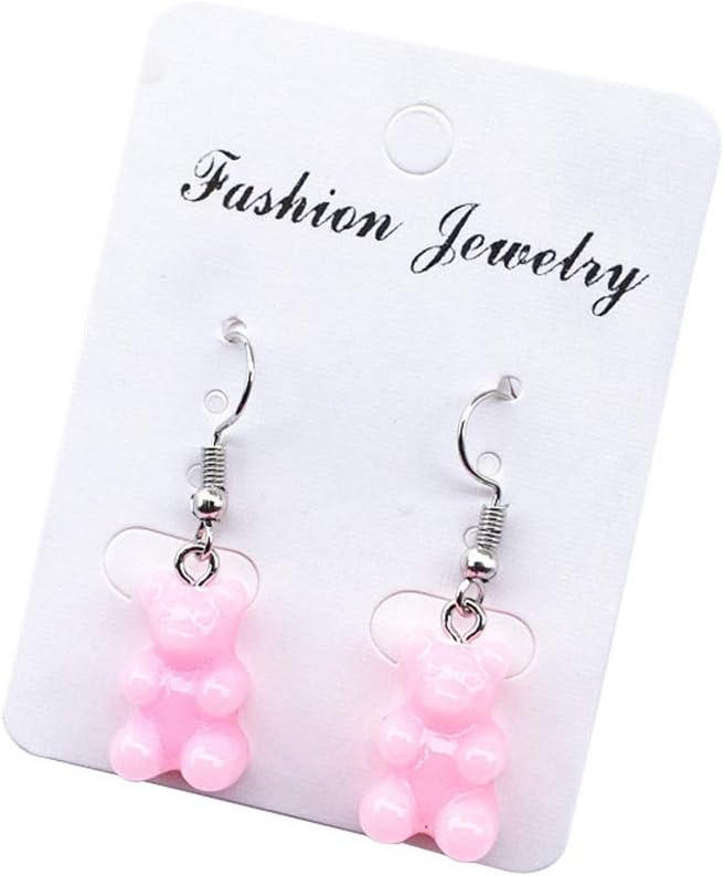 MJiang 1 Pair Creative Cute Mini Gummy Bear Earrings Minimalism Cartoon Design Female Ear Hooks Danglers Jewelry Gift