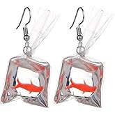 Cute Goldfish Dangle Warrings Water Bag Shape Resin Fish Drop Earrings Jewelry for Women