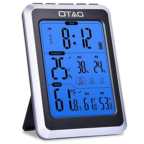 OTAO Digital Hygrometer Indoor Thermometer Humidity Meter Temperature Humidity Gauge with Alarm Clock Voice Control Backlight Room Thermometer Humidity Monitor