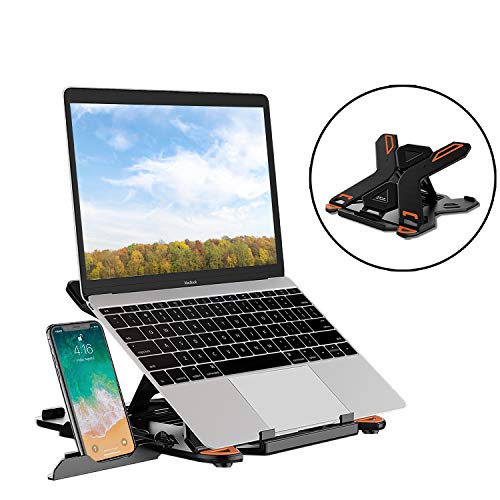 Laptop Stand Adjustable Computer Stand with Phone Holder Compatible with MacBook Air Pro, Dell XPS, HP, Lenovo More 10-17 Inch Laptop (Black)