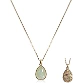 Teppdfann 14K Gold Plated Jade Necklace for Women- Teardrop Green Jade Pendant Necklace, Meaningful Jade Jewelry Green Stone Necklace for Gift