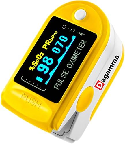 Dagamma DP150 Pulse Oximeter with Carrying Case, Batteries, Neck/Wrist Cord &amp; One-Year Warranty Advanced LCD Screen (Yellow Canary)