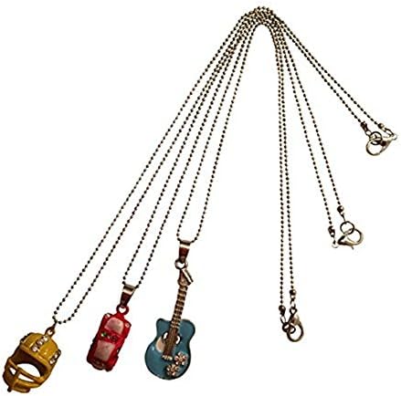 EverKid Boy Girl Necklace, Set of 3, Blue Guitar, Football Helmet, Sport Red Car Charms on Ball Chains
