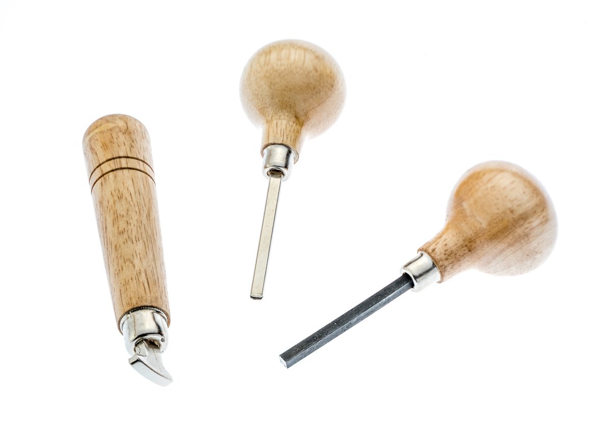 SE Stone Setting Prong and Bezel Set, Set of 3 Jewelry Stone Setting Tools, Jewelry Stone Prong Pusher, Durable Tips, Ergonomic Wooden Handles