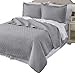 Home Fashion Designs 3-Piece All Season Quilt Set. Full/Queen Size Quilt with 2 Shams. Soft Microfiber Bedspread and Coverlet. Emerson Collection (Pewter)