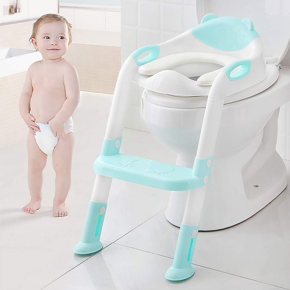 Kids Potty Training Seat Toddler Toilet Seat with Step Stool Ladder,Potty Training Toilet for Kids Boys Girls Toddlers-Comfortable Safe Potty Seat Potty Chair with Anti-Slip Pads Ladder