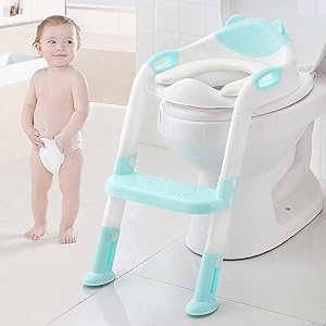 Kids Potty Training Seat Toddler Toilet Seat with Step Stool Ladder,Potty Training Toilet for Kids Boys Girls Toddlers-Comfortable Safe Potty Seat Potty Chair with Anti-Slip Pads Ladder