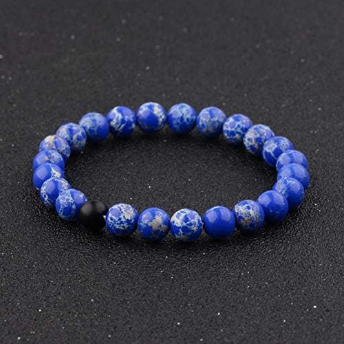 Mikash Men Spot Owl Helmet Leopard 8MM Beaded Natural Lava Stone Gold Silver Bracelets | Model BRCLT - 38281 |